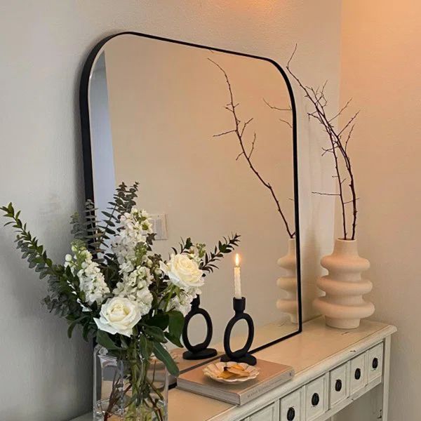 Bhargava Large Mantel Mirror Arched Rounded Corner Wall Mirror For Bathroom, Living Room | Wayfair North America