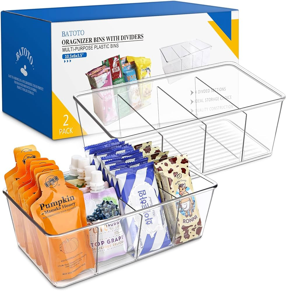 Batoto Pantry Organization and Storage Bins, Refrigerator Organizer Bins – Clear, Kitchen Organ... | Amazon (US)