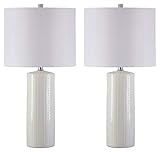 Amazon.com: Signature Design by Ashley Steuben Textured Ceramic Table Lamp, Set of 2 Lamps, 25", ... | Amazon (US)
