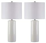 Amazon.com: Signature Design by Ashley Steuben Textured Ceramic Table Lamp, Set of 2 Lamps, 25", ... | Amazon (US)
