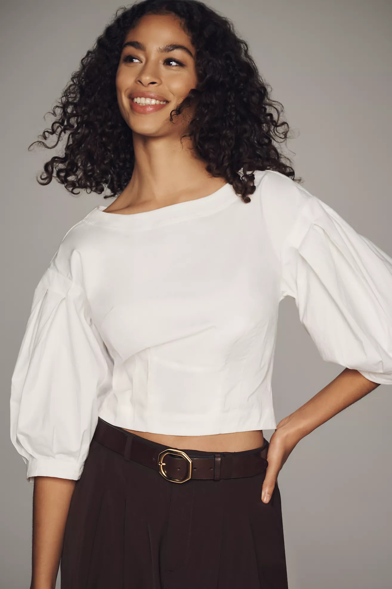 By Anthropologie Drop Shoulder Puff-Sleeve Fitted Blouse | Anthropologie (US)