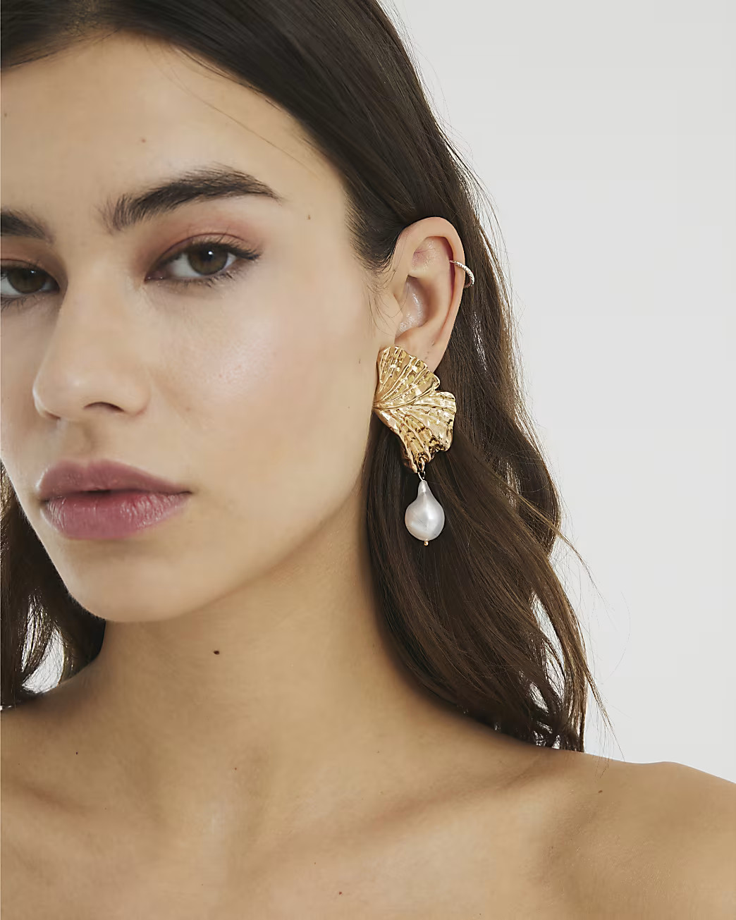 Gold Petal Pearl Earrings | River Island UK & IE