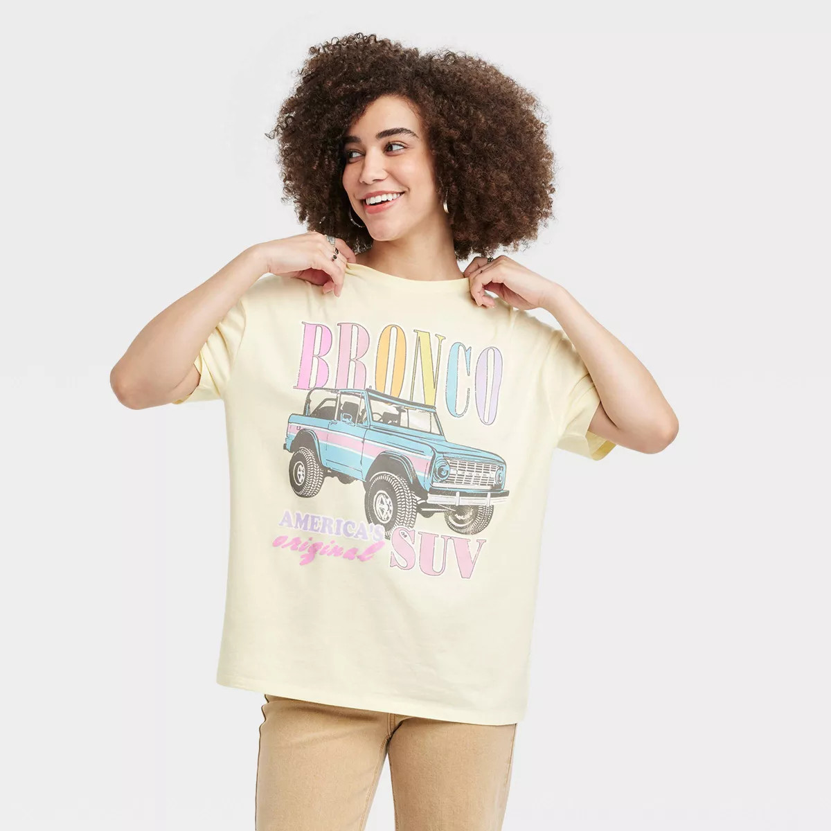 Women's Ford Bronco Short Sleeve Oversized Graphic T-Shirt - Yellow | Target