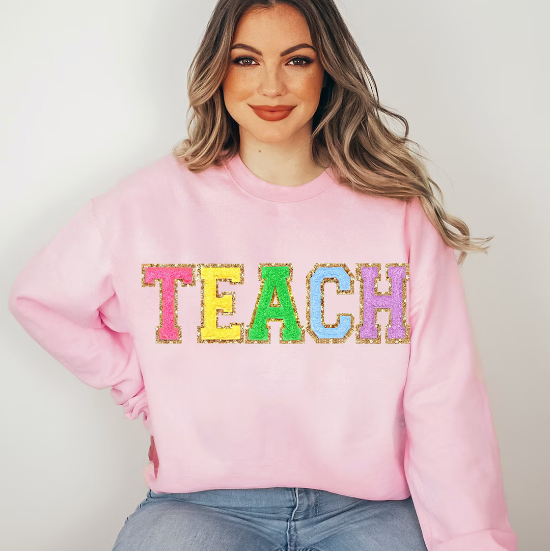Embroidered Teacher Sweatshirt, Teacher Shirts Custom Teacher Christmas Gifts for Teacher Gifts T... | Etsy (US)