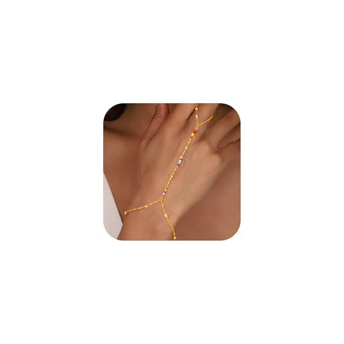 Decholly Gold Hand Chain Bracelets for Women - 18K Gold Plated Hand Chain Bracelet Dainty Finger Ring Bracelet Gold Bracelets for Women Jewelry Gifts | Amazon (US)
