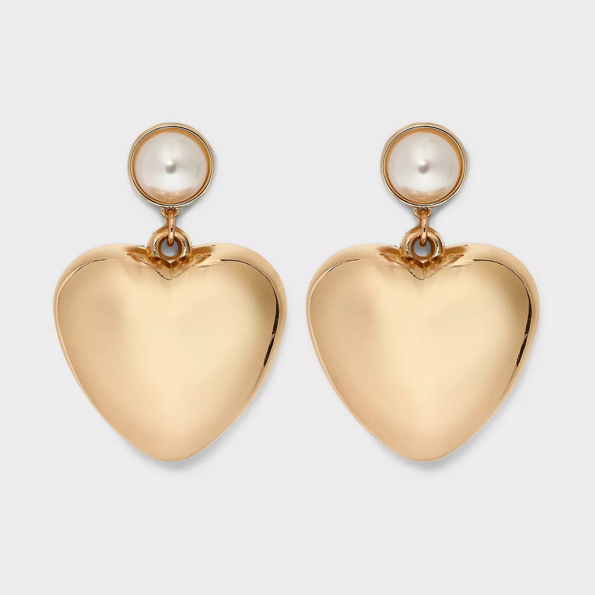 Puffy Heart Pearl Drop Earrings - Wild Fable™ Gold | Target