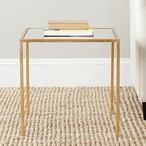 Amazon.com: SAFAVIEH Home Collection Kiley Gold Leaf Mirror Top Square Side End Accent Table : Ev... | Amazon (US)