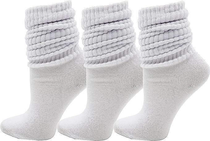 3 Pairs Slouch Socks for Women, Soft Extra Long Scrunch Knee High Sock, Bulk Pack | Amazon (US)