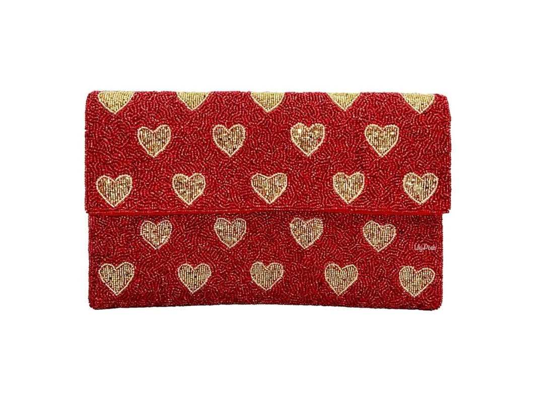 Heart Clutch Bag, Beaded Red Heart Clutch Bag, Seed Bead Clutch Bag, Crossbody Bag, Gift for Her ... | Etsy (US)