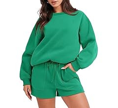 ANRABESS Women 2 Piece Outfits Sweatsuit Oversized Sweatshirt & Lounge Shorts 2023 Casual Cozy Pa... | Amazon (US)
