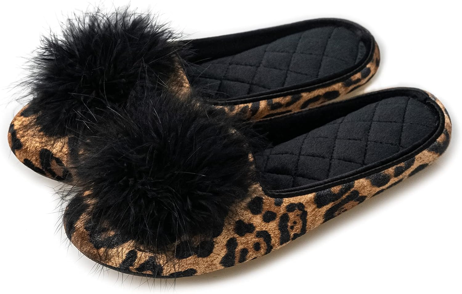 GRITHEIM Women's Fuzzy Pom Pom Feather Velvet House Slippers Sexy Cozy Bedroom Slippers for Ladie... | Amazon (US)