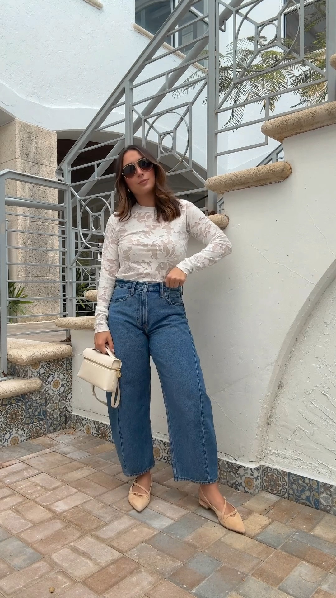 Size small top (use code LAUREN20) and size 27 short curve love in jeans. I sized down one in jeans! 

#LTKFindsUnder100 #LTKFindsUnder50