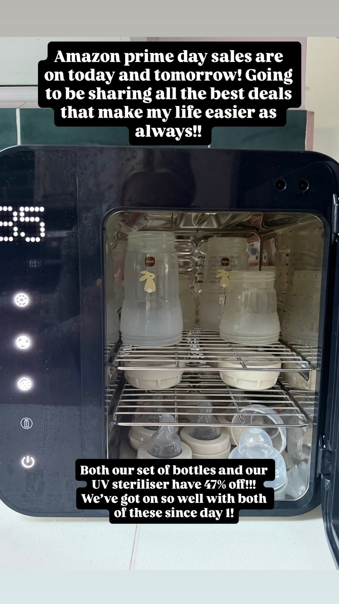 Our bottles and uv steriliser both have 47% off for Amazon prime day!