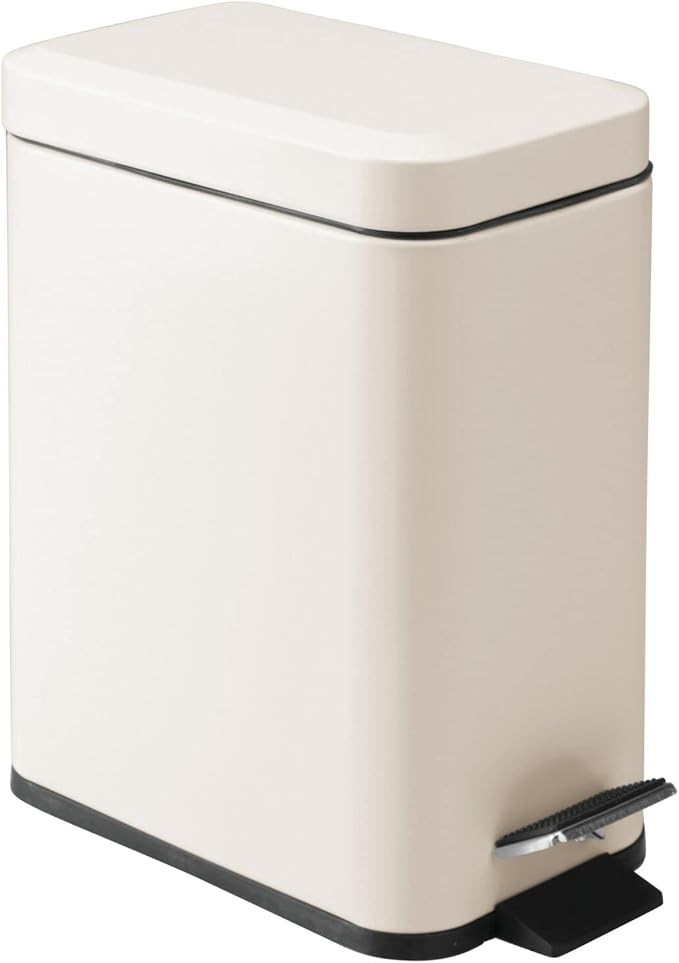 mDesign Small Modern 1.3 Gallon Rectangle Metal Lidded Step Trash Can, Compact Garbage Bin with R... | Amazon (US)