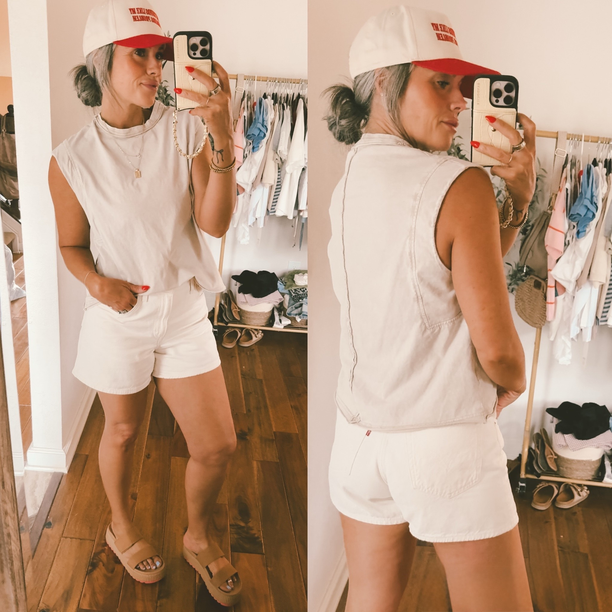 I love these boxy tops, they are a free people dupe! I’m in a size medium, you can also size down for a more cropped look! The cinch waist Levi’s  shorts are so comfortable! This color might be out of stock but there’s other colors! In my true size 27! #freepeopledupe #fpdupe #levis #levisdenim #casual #momstyle #summerstyle

#LTKootd #LTKmomlife #LTKOver40