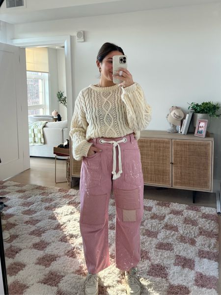 Fully obsessed with free peoples barrel jeans right now. This style fits a lot like a straight leg, and this pink color is a dream. Perfect for Valentine’s Day or galentines!  

Important to note, they run really big! I size down twice in these and they fit perfect. Normally a 29, wearing a 27! 

#LTKstyletip #LTKU #LTKSeasonal