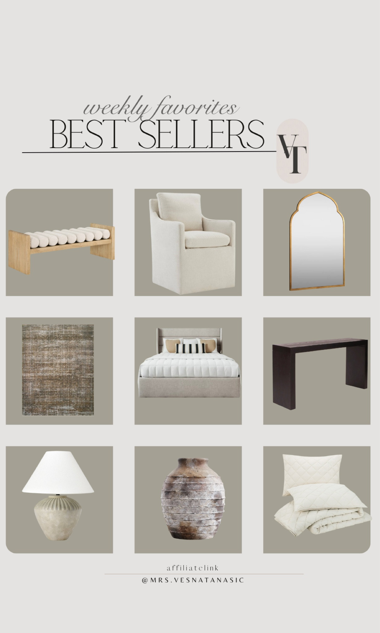 This week’s best sellers include everyone’s favorite Walmart bench,
New dining chair from Amazon, entryway table and mirror, great room area rug, storage bed, table lamp, studio McGee lamp, pottery barn vase and Walmart bedding. 

#LTKxWalmart #LTKSummerSales #LTKHome