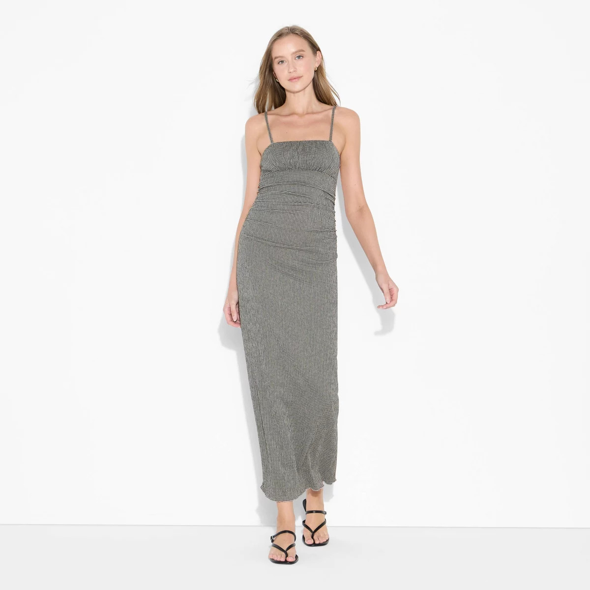Women's Knit Maxi Empire Waist Dress - Wild Fable™ Gray Check XS | Target