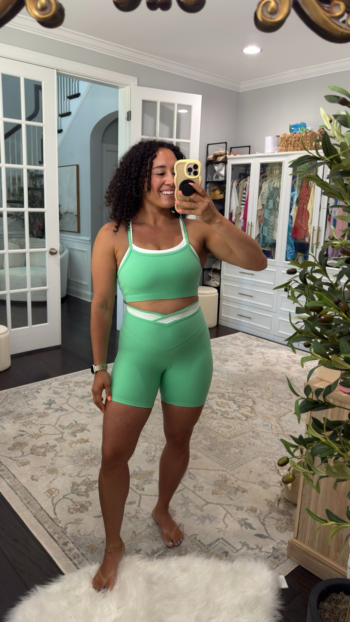 Strong, comfy, and coordinates perfectly. 🌿 Loving this green and white activewear moment! 

 #LTKselfcare #LTKActive