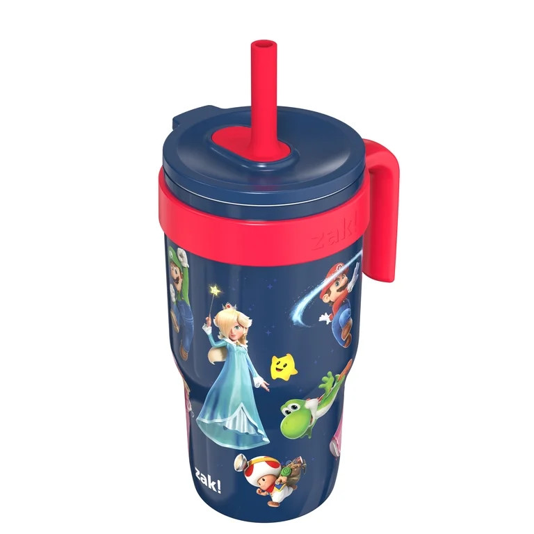 Zak Designs 18oz Mario Navy Kids Straw Cruiser Tumbler, Stainless Steel Double Wall Vacuum Leakpr... | Walmart (US)