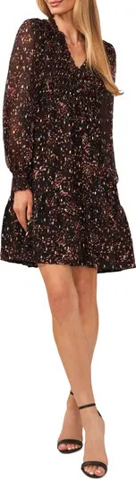 Print Smocked Long Sleeve Dress | Nordstrom