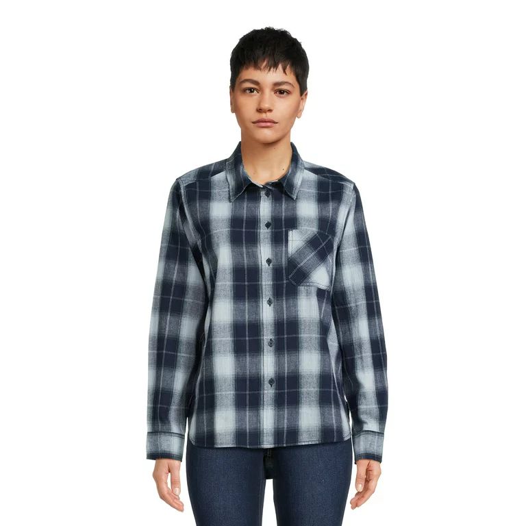 Time and Tru Women's Button Down Flannel Shirt, Sizes XS-3XL - Walmart.com | Walmart (US)