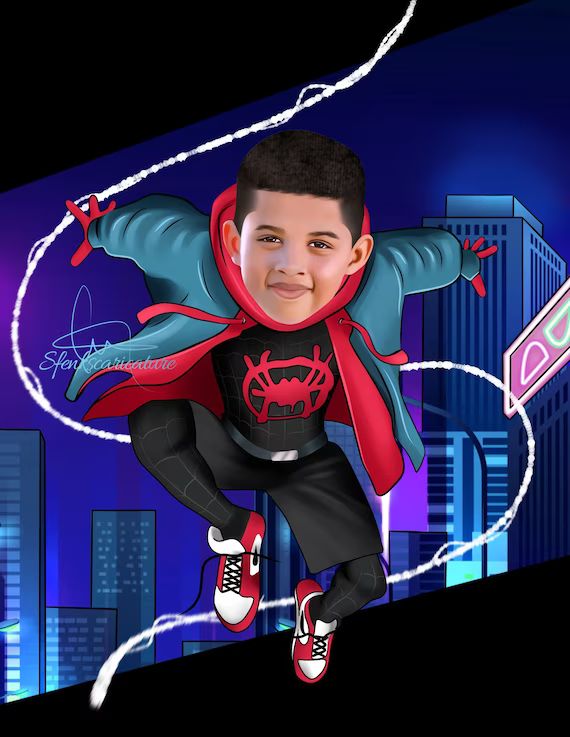 Personalized Miles Morales Portrait Custom Spiderman Gift | Etsy | Etsy (US)