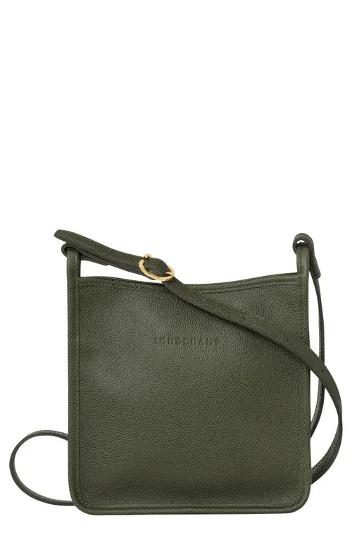 Longchamp Small Le Foulonné Leather Crossbody Bag in Khaki at Nordstrom | Nordstrom