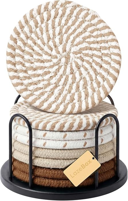 Coasters Set of 8 for Drinks, 4 Inch Large Coasters for Coffee Table, Tabletop Protection for Hot... | Amazon (US)