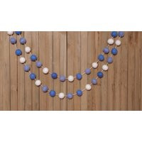 Blue Winter Christmas Felt Ball Garland, Tree Decoration, Holiday Mantel Decor, & White Wool Pom Poms | Etsy (US)