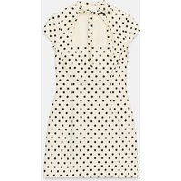 Zara - Polka Dot Short Dress With Tie Detail In Ecru Black - S - Woman | Zara UK
