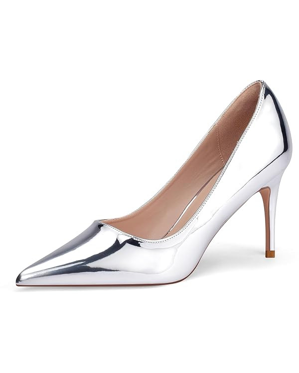 GENSHUO High Heels Pumps for Women Closed Toe 3 Inch Stillettos Heels Dress Shoes | Amazon (US)