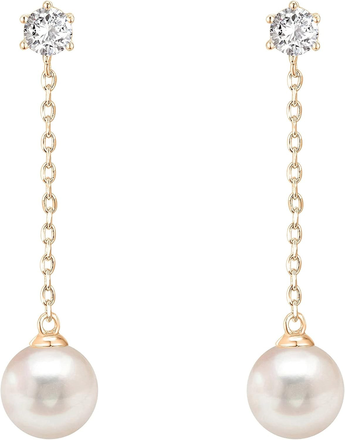 PAVOI 14k Gold Plated Sterling Silver Post Shell Pearl Drop Earrings | Pearl Earrings for Women | Amazon (US)