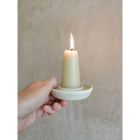 White Candle Holder & Pure Beeswax Stubby Candle | Etsy (US)