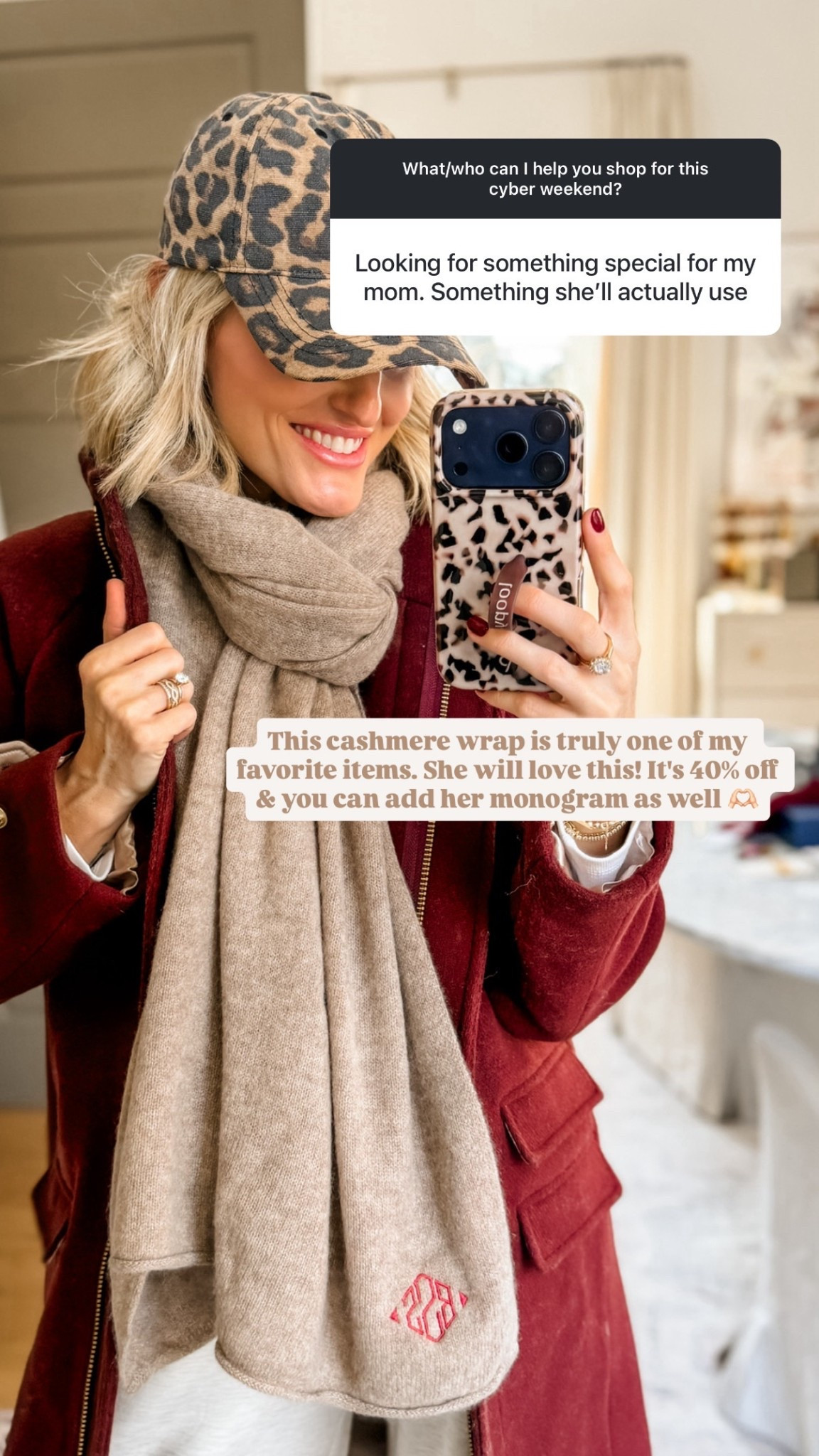 I have had this cashmere wrap for awhile, and I love to recommend it as a gift! You can even get it monogrammed! I have it styled here like a scarf, but you can also wear it like a normal wrap! On sale now! 

Loverly Grey, J. Crew sale, Black Friday sale, cashmere wrap, gift ideas for mom#LTKCyberWeek 

#LTKGiftGuide #LTKSaleAlert