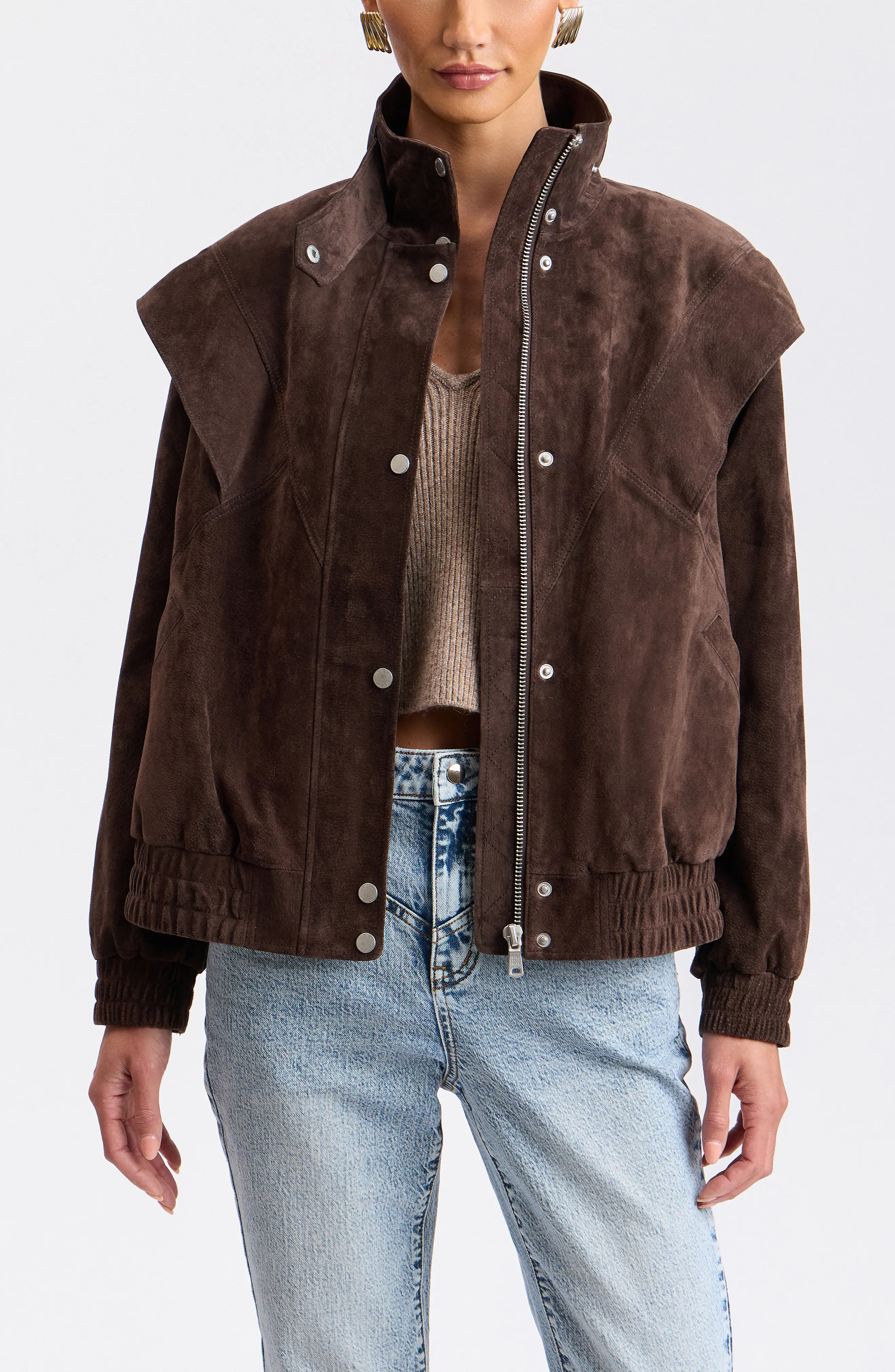 Avec Les Filles Suede Oversized Bomber Jacket (Women) | Nordstrom | Nordstrom