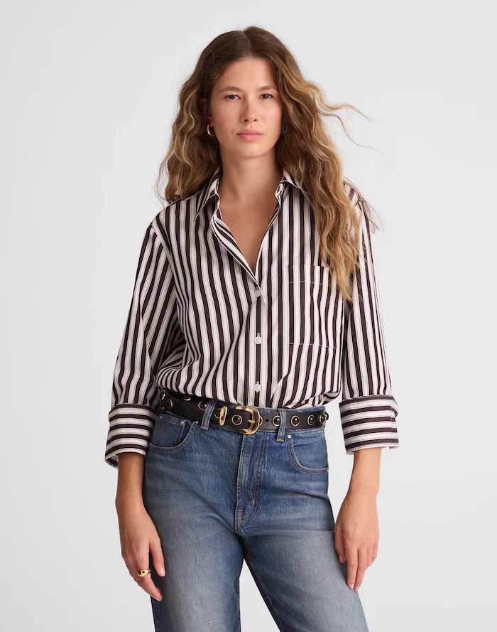 Easy Y-Neck Button-Up Shirt | Madewell