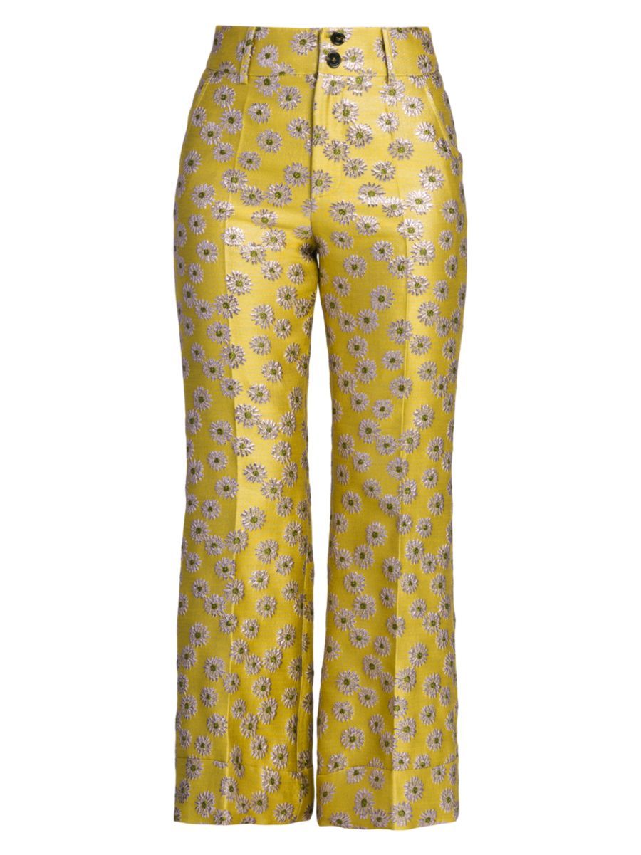 Hendrix Floral Brocade High-Waist Flare Pants | Saks Fifth Avenue