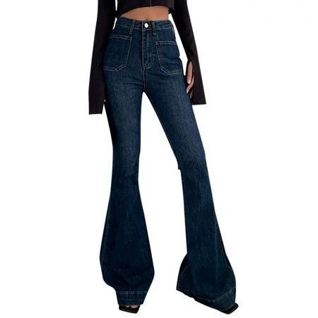 njshnmn Bell Bottom Jeans for Women High Waisted Flare Jeans for Women Ripped Stretchy Bell Bottoms Pants | Walmart (US)