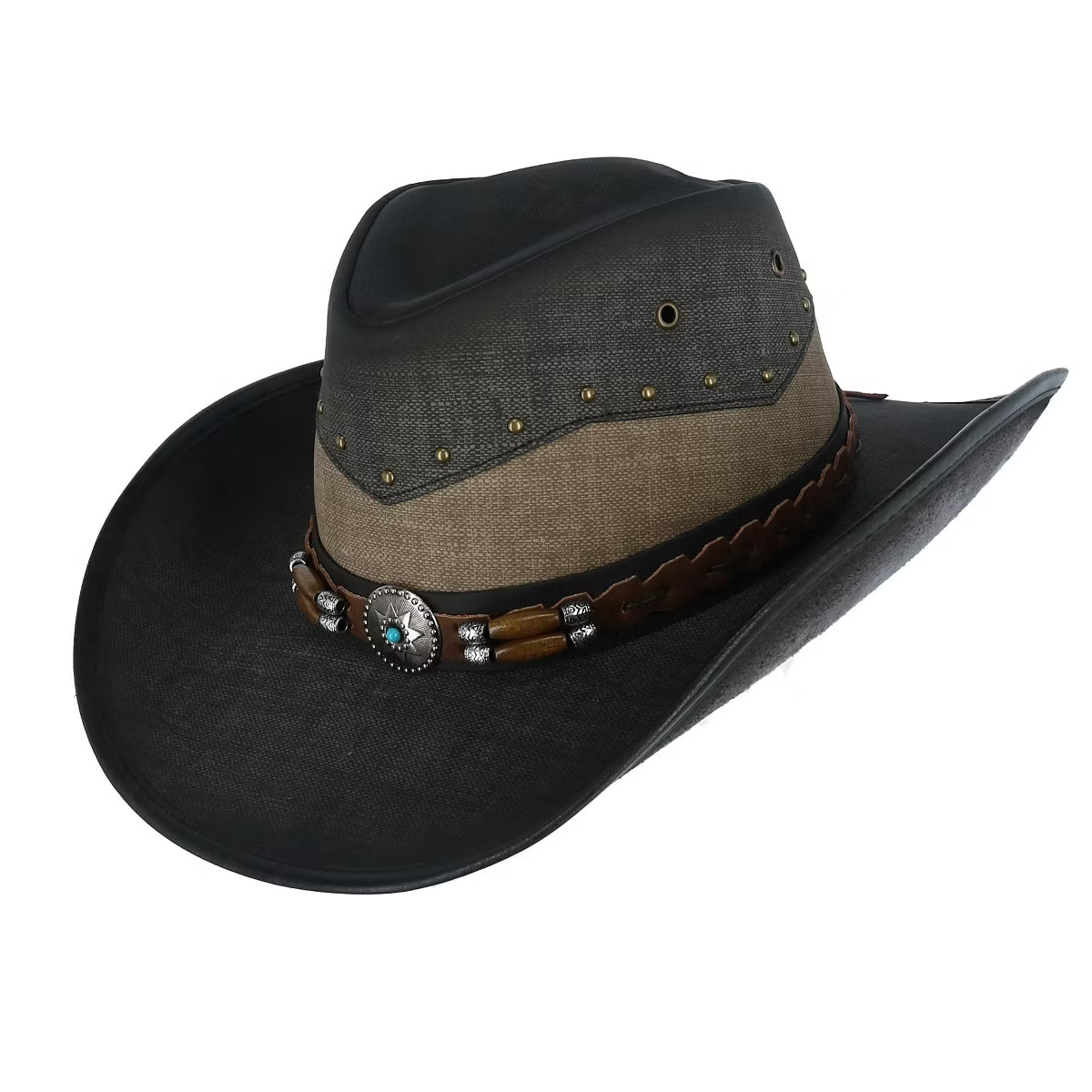 Kenny K Men's Vegan Leather Western Hat with Beaded Hatband | Target
