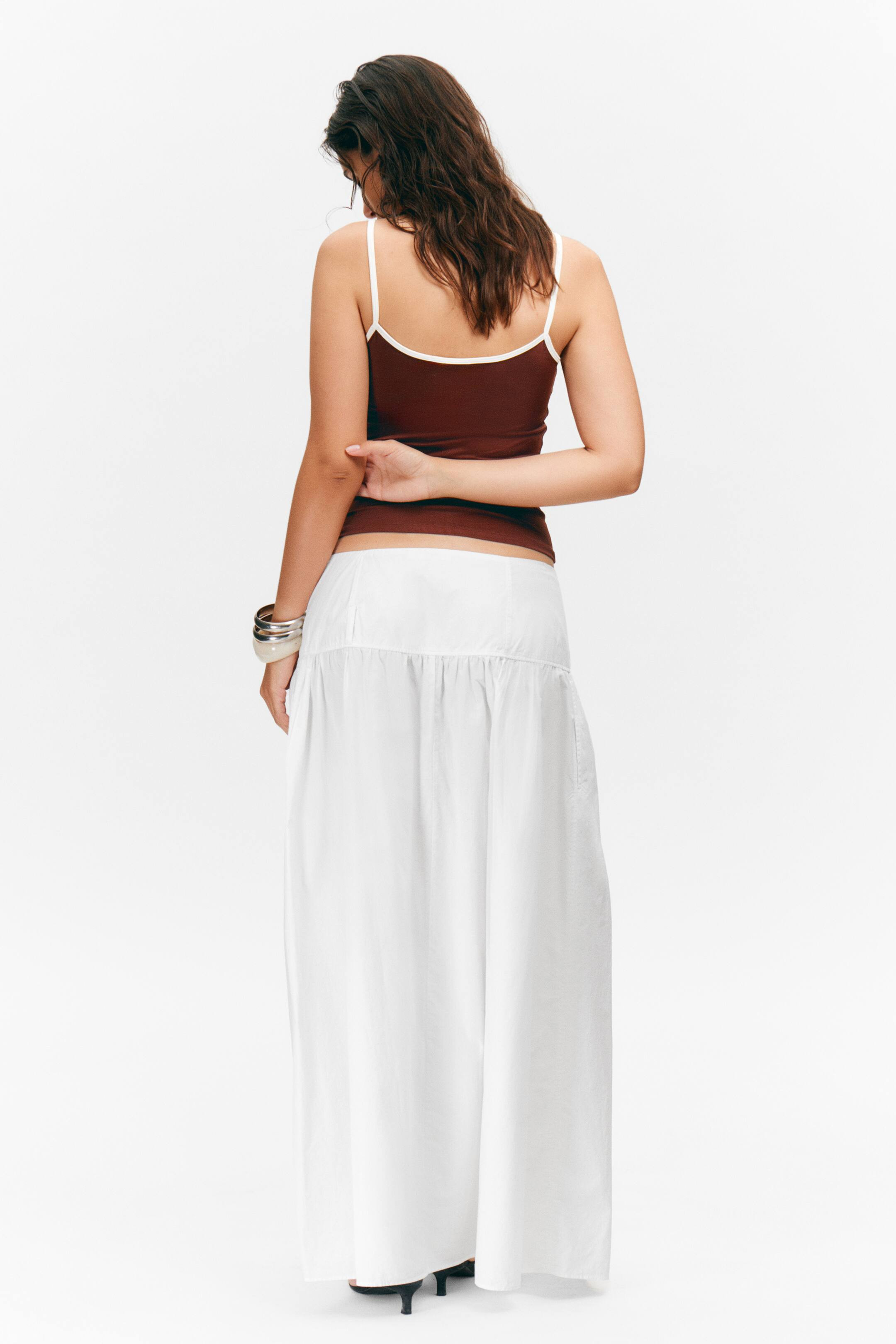 Gathered Cotton Poplin Maxi Skirt - White - Ladies | H&M GB | H&M (UK, MY, IN, SG, PH, TW, HK)