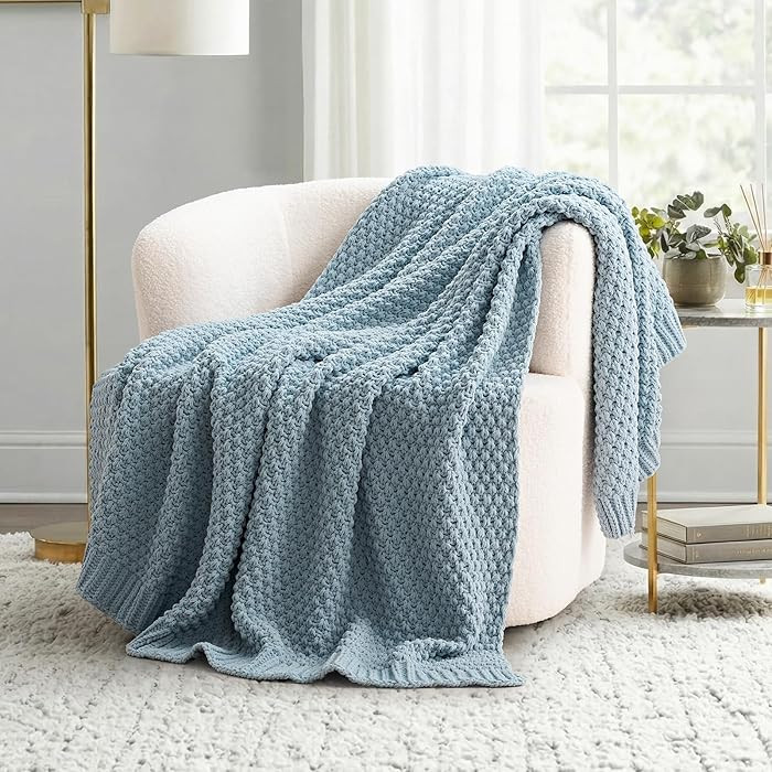 EVERGRACEHOME Chunky Chenille Knit Throw Blanket for Couch, Soft Luxurious Moss Stitch Blankets f... | Amazon (US)