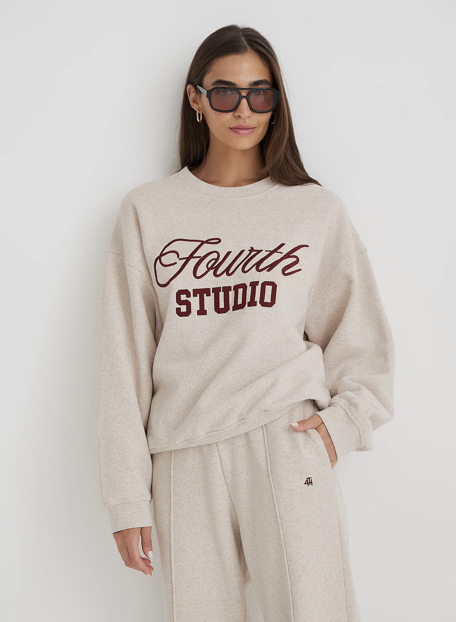 Oatmeal Fourth Studio Slogan Oversized Sweatshirt- Chester | 4th & Reckless