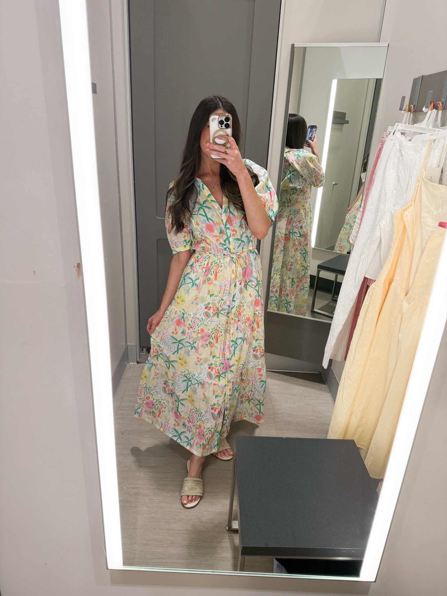 Target haul 🎯 wearing size medium in this cute tropical dress! 

