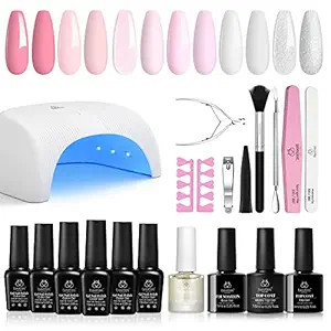 Beetles Gel Polish with Led Light Nail Lamp 6 Colors Manicure Kits with Base Top Coat Snow White ... | Amazon (US)
