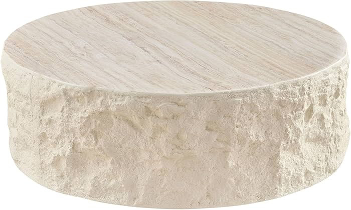 35.43''Fiberglass Round Center Coffee Table for Living Room Vintage Table,Imitation Stone Table F... | Amazon (US)