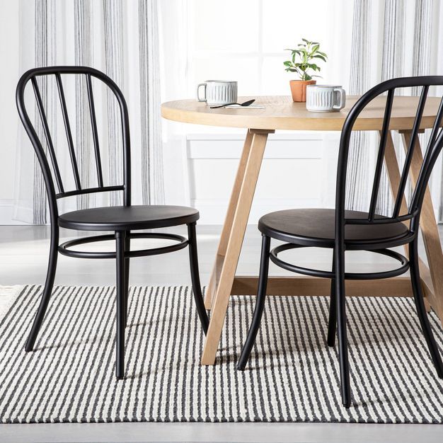 2pk Indoor/Outdoor Steel Bistro Dining Chair Set Black - Hearth & Hand™ with Magnolia | Target