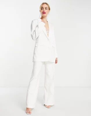 Y.A.S Bridal satin blazer co-ord in white | ASOS (Global)