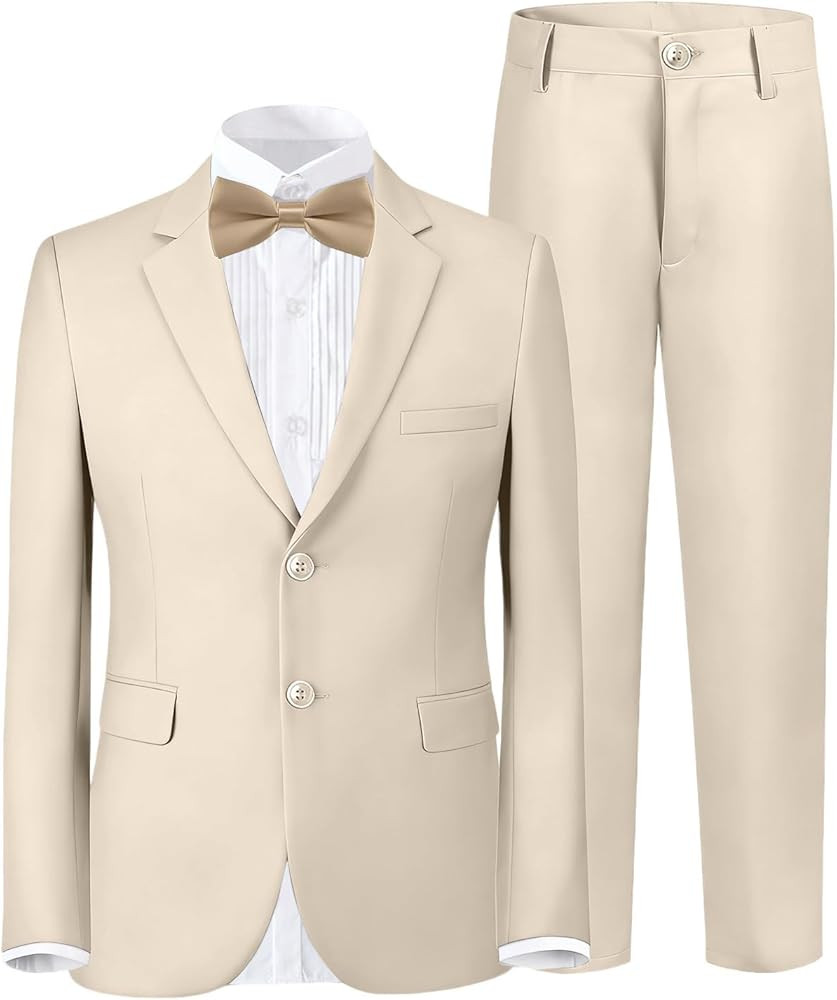 Boys Formal Suit 4 Pieces Set Ring Bearer Outfit Wedding Party Gentleman Tuxedo Dress Up Costume | Amazon (US)