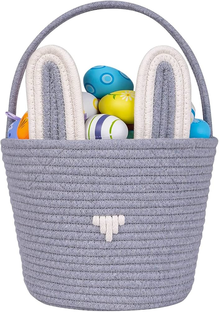CubesLand Grey Easter Bunny Basket Egg Bags for Boys Kids Children, Candy Egg Easter Basket Rabbi... | Amazon (US)